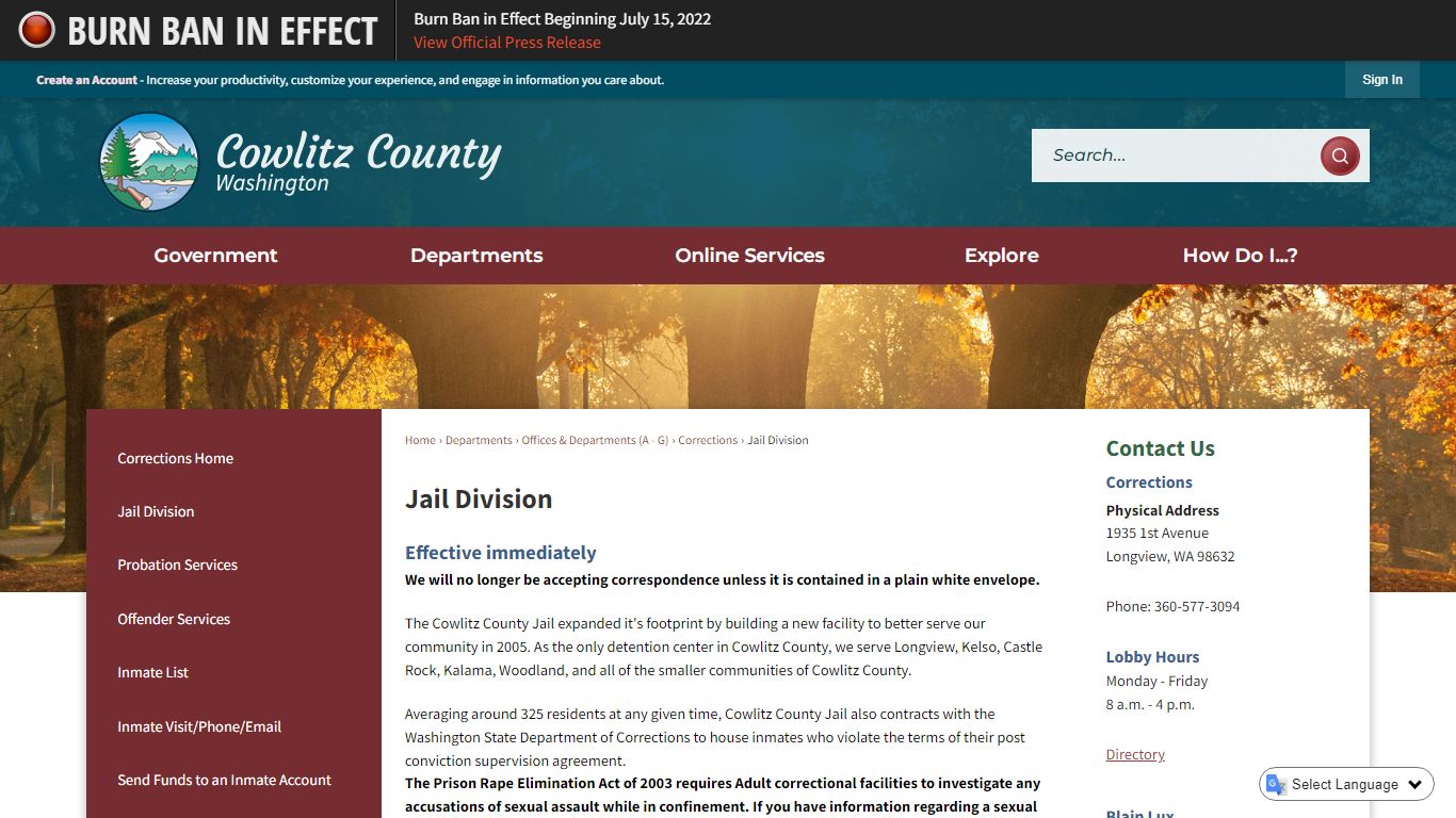 Jail Division | Cowlitz County, WA - Official Website